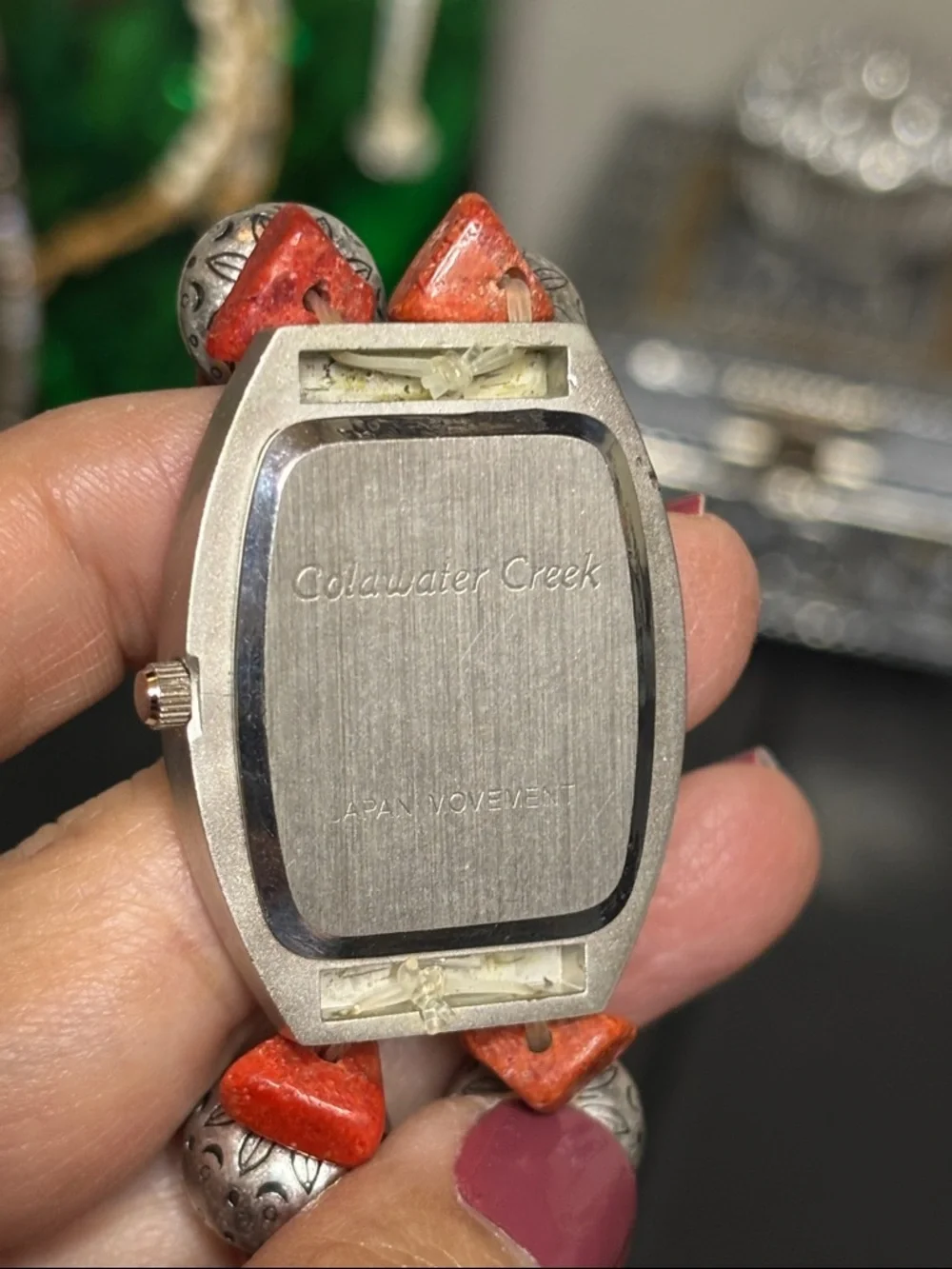 Coldwater Creek Stone Silver Tone Boho WORKING Stretch Watch Southwestern